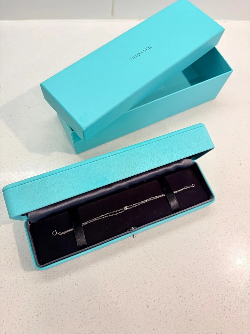 Tiffany & Co. Twin Chain Bracelet with Center Diamond - Silver